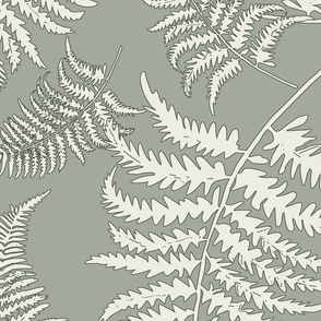 Whispering Ferns Sage - 3009 jumbo - cream and sage