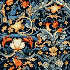 Midnight Botanica - Navy Floral Elegance Fabric Print