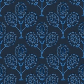 Halo Floral V1 Navy bright blue MEDIUM