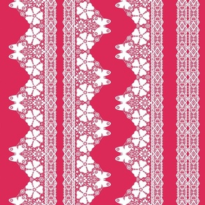 White chic lace pattern on red