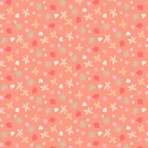 Playful Floral Ditsy on Coral