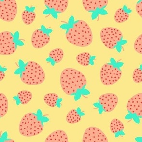 Strawberry, pink, green, yellow medium 8x8