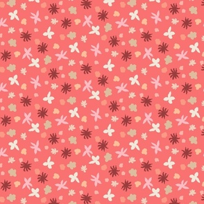 Playful Floral Ditsy on Red