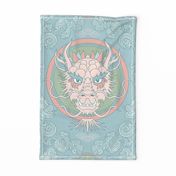 chinese dragon and clouds in soft muted colors – Tea Towel
