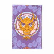 chinese dragon and clouds in flame orange and purple – Tea Towel
