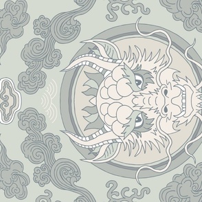 chinese dragon and clouds in neutral colors – Tea Towel