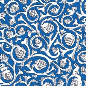 Chinoiserie Hand-drawn Vines and Flowers - royal blue - small