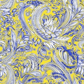 Paisley classic design	 yellow blue