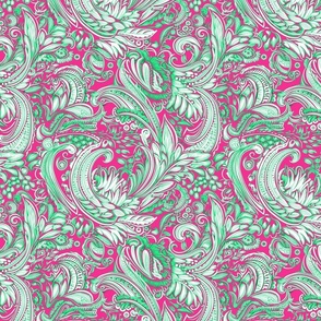 Paisley classic design	 pink green