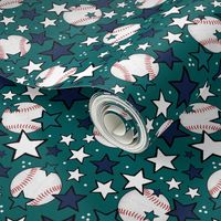 Medium Scale Team Spirit Baseball in Seattle Mariners Teal and Navy