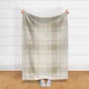 JUMBO simple plaid - bone beige & creamy white - neutral farmhouse stripes