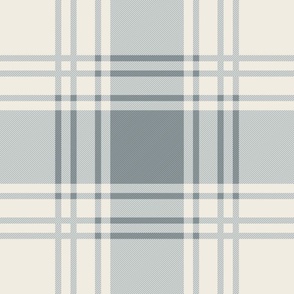 JUMBO simple plaid - creamy white_ french grey blue - classic stripe tartan