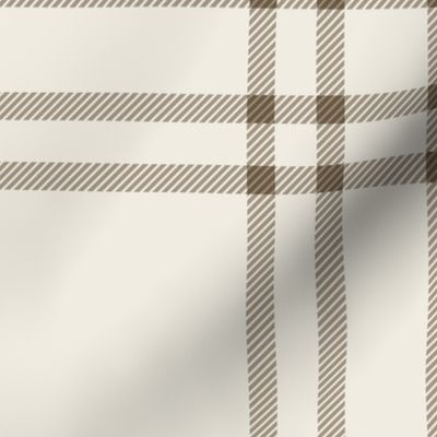 JUMBO simple plaid - creamy white & khaki brown - large classic farmhouse