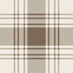 JUMBO simple plaid - creamy white_ khaki brown - classic stripe tartan