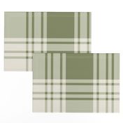 JUMBO simple plaid - creamy white_ light sage green - heritage classic stripe tartan