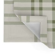 JUMBO simple plaid - creamy white_ light sage green - heritage classic stripe tartan