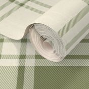 JUMBO simple plaid - creamy white_ light sage green - heritage classic stripe tartan