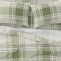 JUMBO simple plaid - creamy white_ light sage green - heritage classic stripe tartan