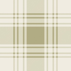 JUMBO simple plaid - creamy white_ thistle green - classic stripe tartan