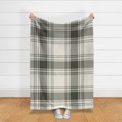 JUMBO simple plaid - creamy white_ limed ash green - classic stripe tartan