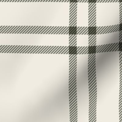 JUMBO simple plaid - creamy white_ limed ash green - classic stripe tartan