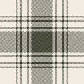 JUMBO simple plaid - creamy white_ limed ash green - classic stripe tartan