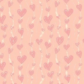 Love is in the Air: Heart Balloons on Strings - Playful Valentine's Fabric Design