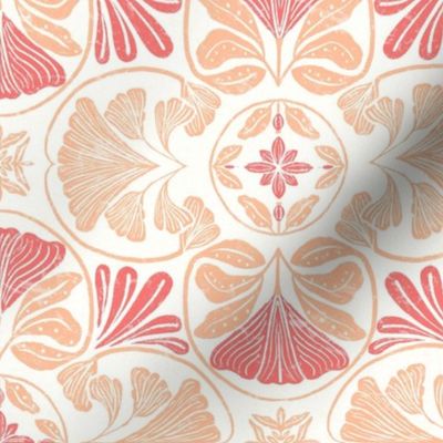 Geometric Baroque Blush Pink and Peach Botanical Block Print - Medium