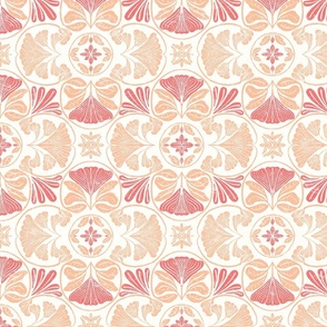 Baroque Blush Symphony: Ornate Floral Medallions - Luxurious Fabric Design - M