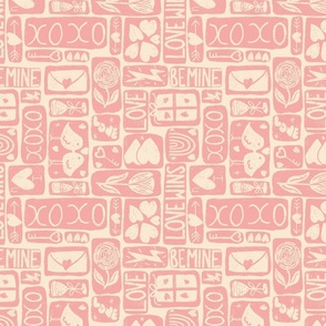 Valentine's Day Love Mosaic: Whimsical Romance Icons - Amorous Fabric Design - M