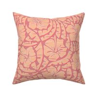 Hawaiian Block Print - Exotic Flowers in Cozy Peach Shades / Large