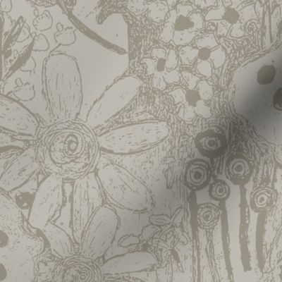 In a wild abstract garden - in grey and taupe 
