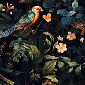 Chiaroscuro Tropical Jungle Design: Birds & Butterflies