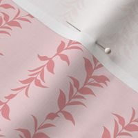 Pink Vines Horizontal Stripe - Intertwined Leaves - Coral Pink 