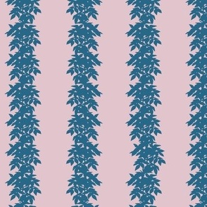 Pink and Blue Leaves Vertical Stripe
