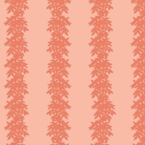 Peach Fuzz Leaves Vertical Stripe - Orange Coral 