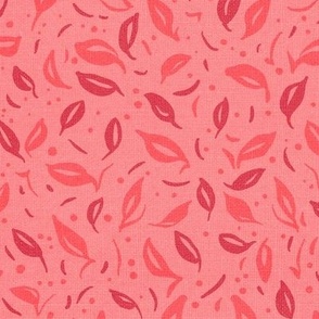 Ditsy Pear Leaves Pink Background