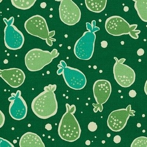 Ditsy Pears Dark Green