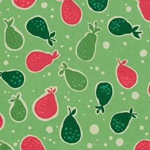 Ditsy Pears Green Background