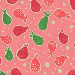 Ditsy Pears Pink Background