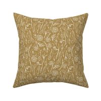 Floral Line Art, Gold, Yellow