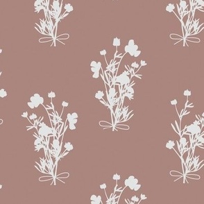 Wildflower Bouquet Floral Repeat - Warm Terracotta Pink Brown