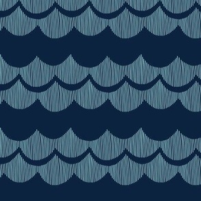 abstract waves on navy blue - medium size