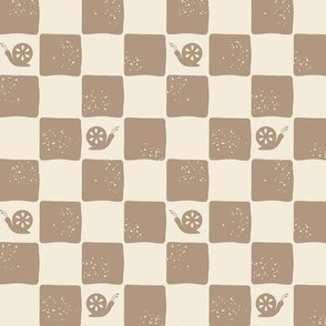 snail checkerboard in khaki - medium size