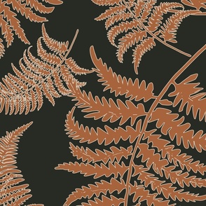 Whispering Ferns - 3026 jumbo // almost black and rusty brown