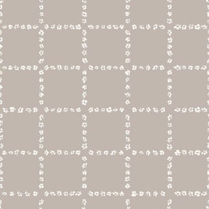 Floral Grid, Taupe, Tan, Sand