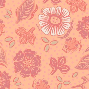 Peach Fuzz Floral Faces-PMSColorOf2024-XL2