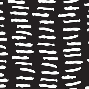 Black and White Lines Dashes - Modern Hand Drawn Pattern