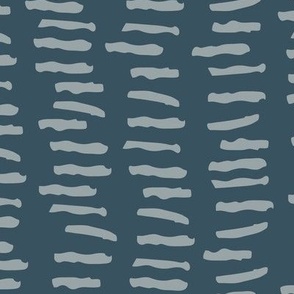 Dashed Lines - Hand Drawn Pattern - Muted Navy Blue and Grey 