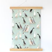 Large Runner Ducks on Duck Egg Blue